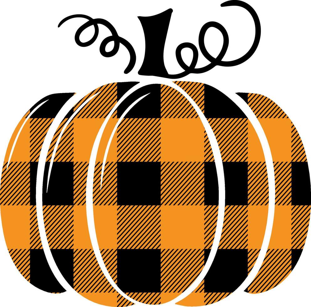 Buffalo plaid pumpkin Svg vector Illustration isolated on white background. Fall pumpkin vector image. Buffalo plaid pattern fall element.