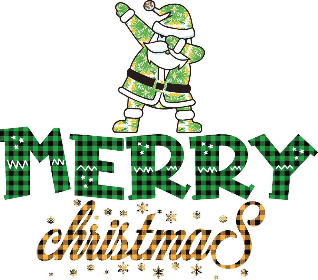 Buffalo Plaid Merry Christmas senta Vector illustration text on white background.White and Black Quote stock file Christmas Lettering Design Usable for banners ,gift, post card.