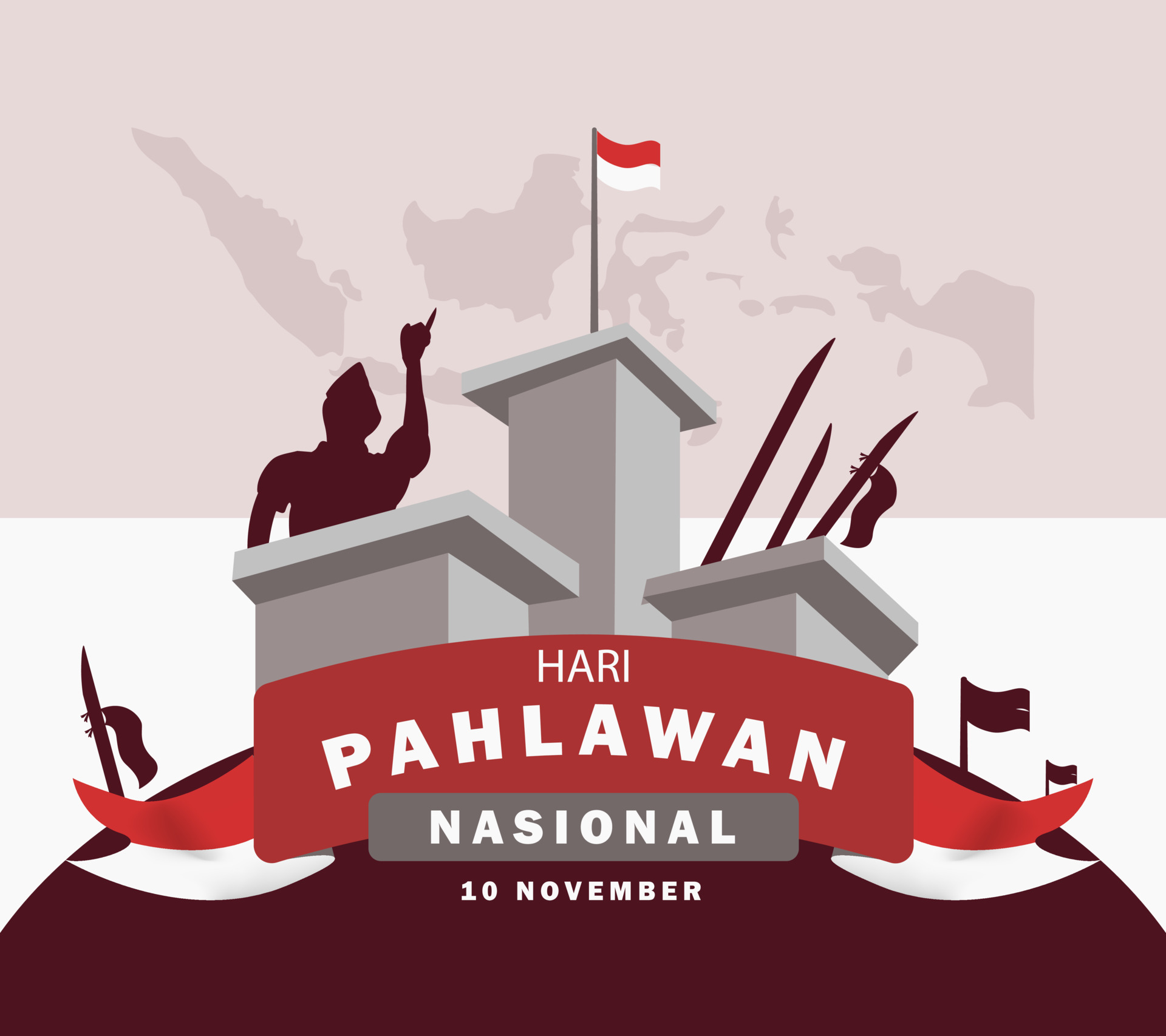 INDONESIA NATIONAL HEROES DAY BANNER, HEROES DAY 11808945 Vector Art at