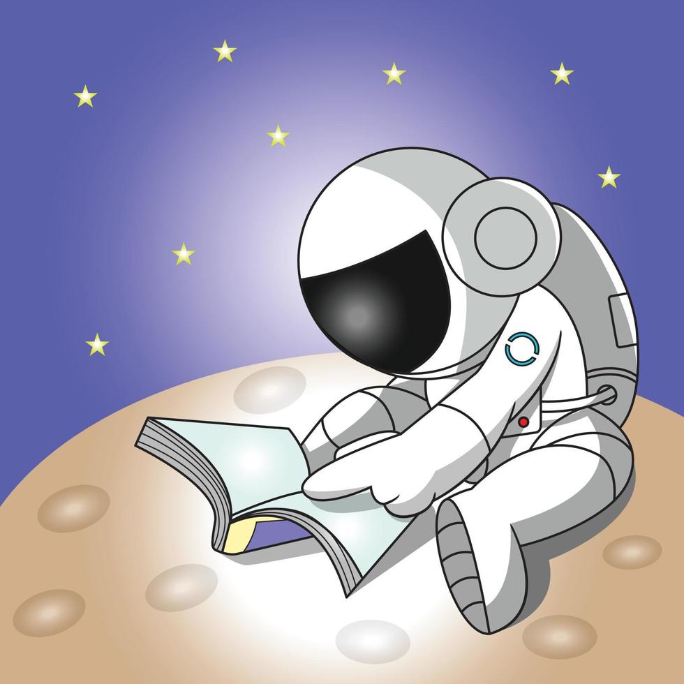 an astronaut is studying on the moon vector