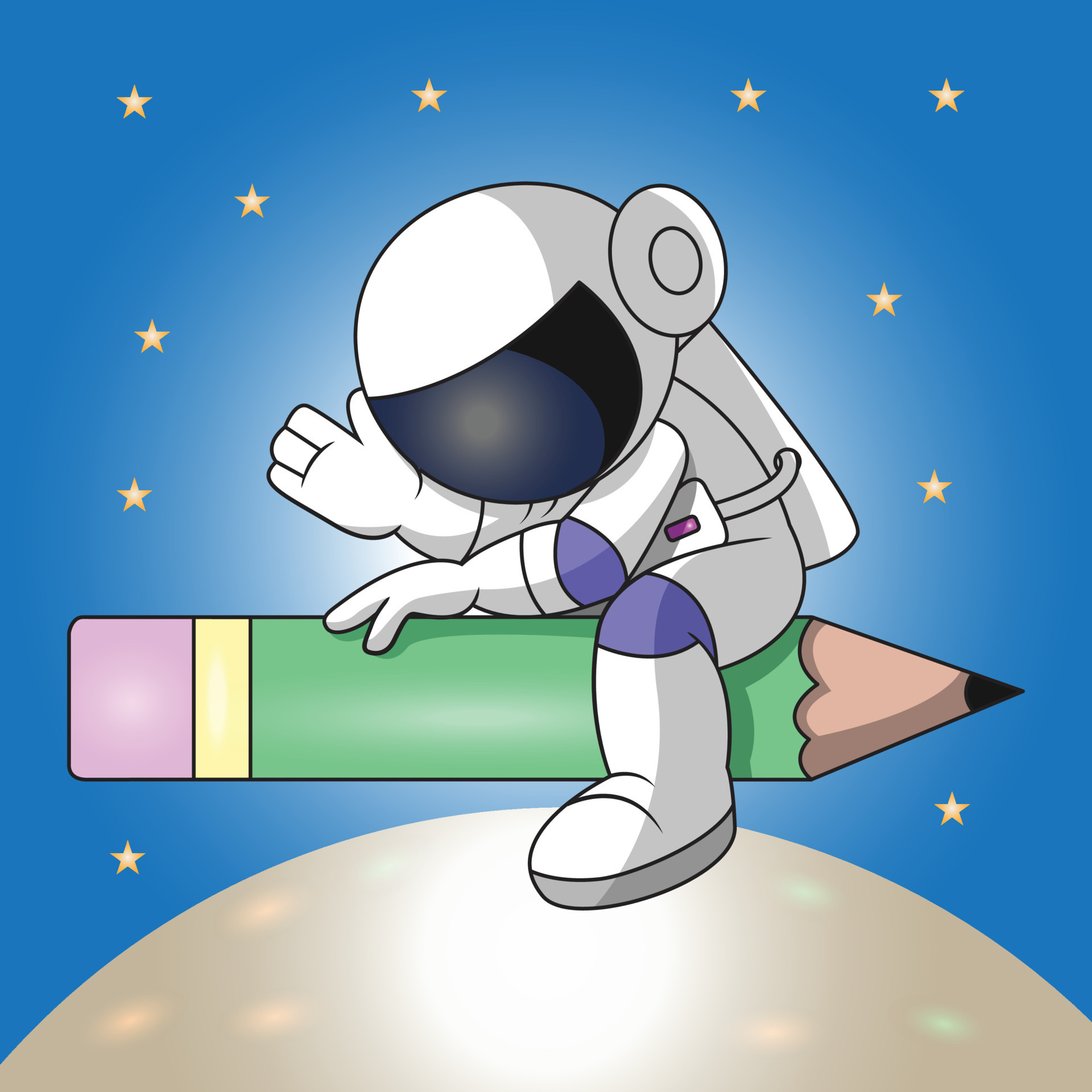 un astronauta está montando un lápiz 11808966 Vector en Vecteezy