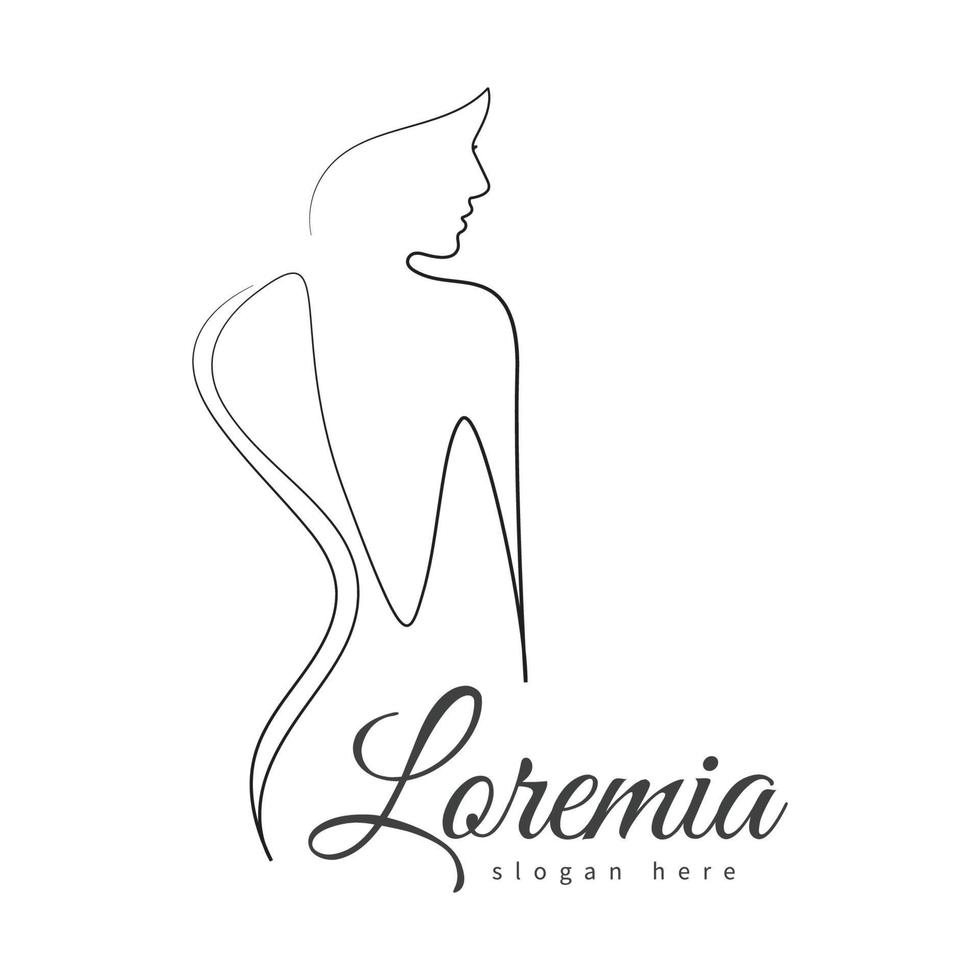 diseño de logotipo de belleza de arte de una línea de cara y cuerpo de mujer vector