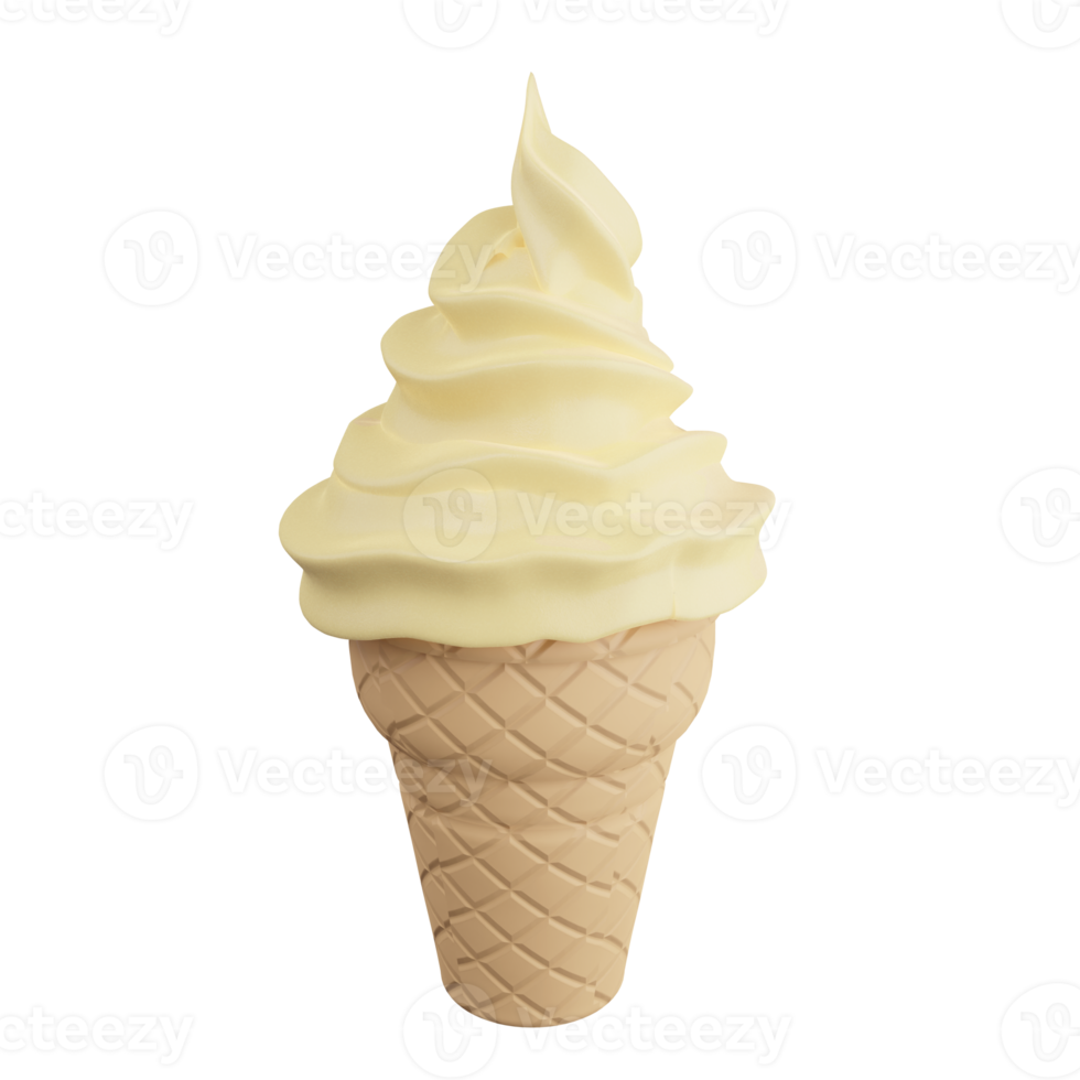 3D rendering vanilla ice cream on transparent background png