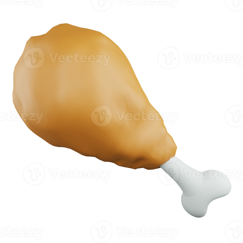 3D rendering fried chicken wing and bone on transparent background png