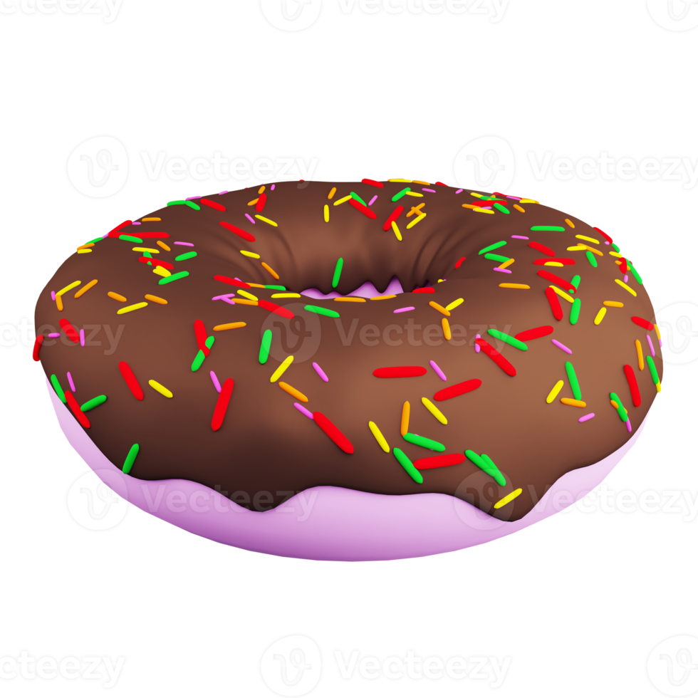 3D rendering chocolate donut on transparent background png