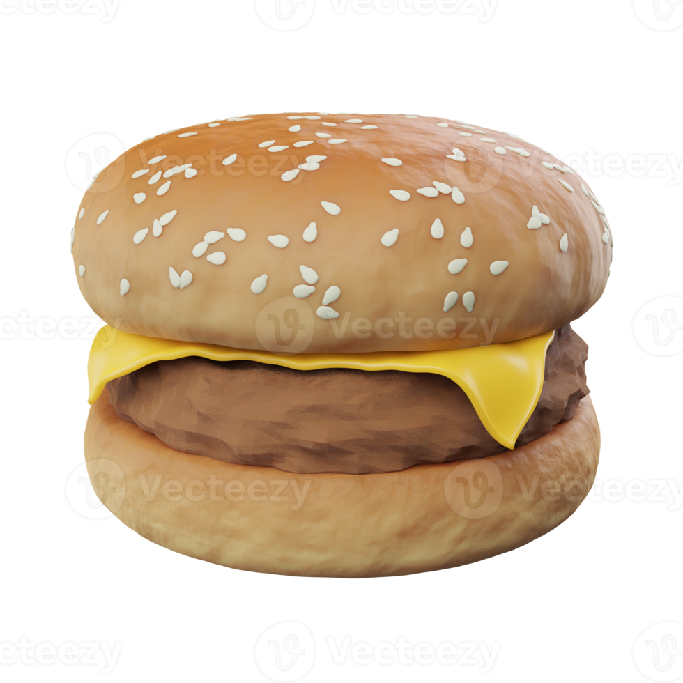 3D rendering S size hamburger on transparent background png