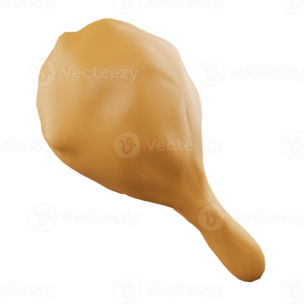 3D rendering fried chicken wing on transparent background png