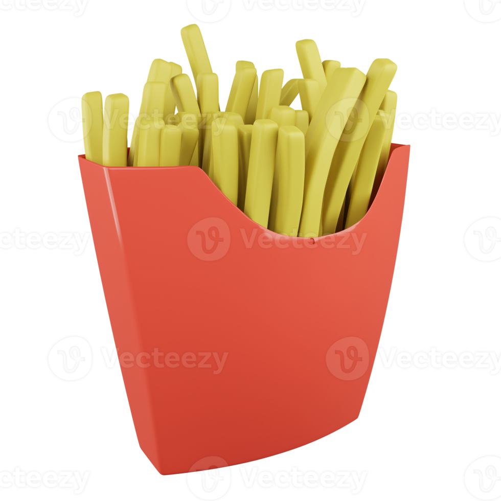 3d renderizado papas fritas sobre fondo transparente png