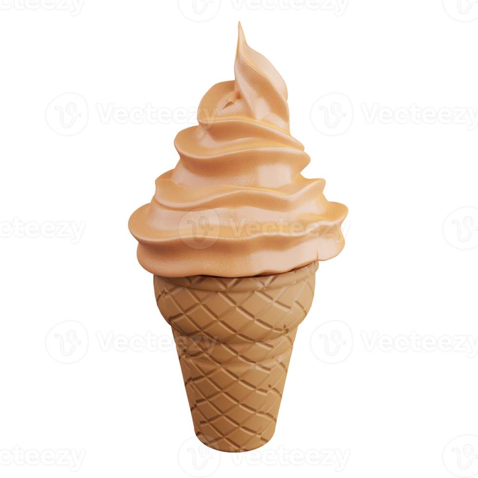 3D rendering chocolate ice cream on transparent background png