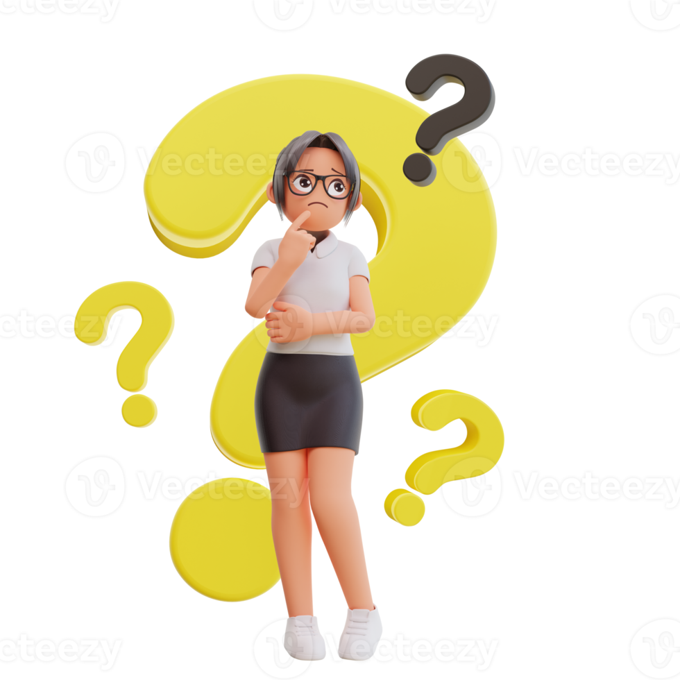 Young businesswoman with question mark png