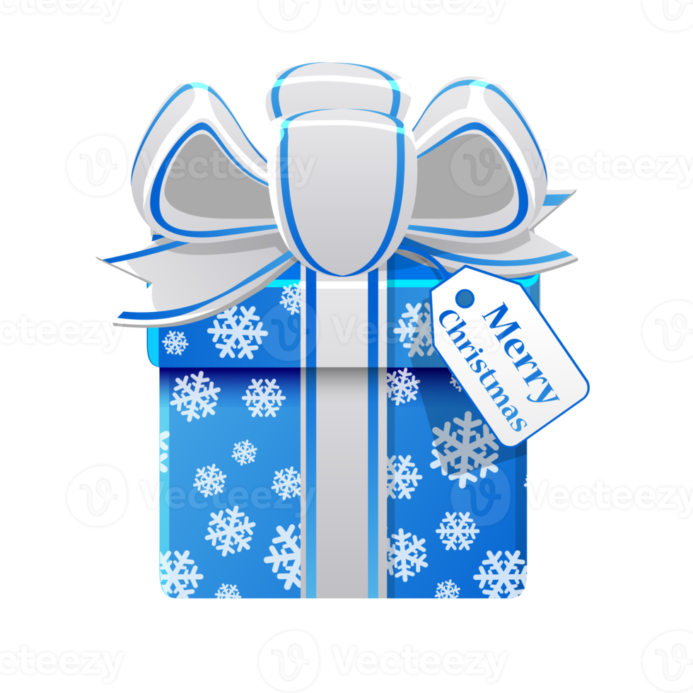 Merry christmas gift box with snowflake print png