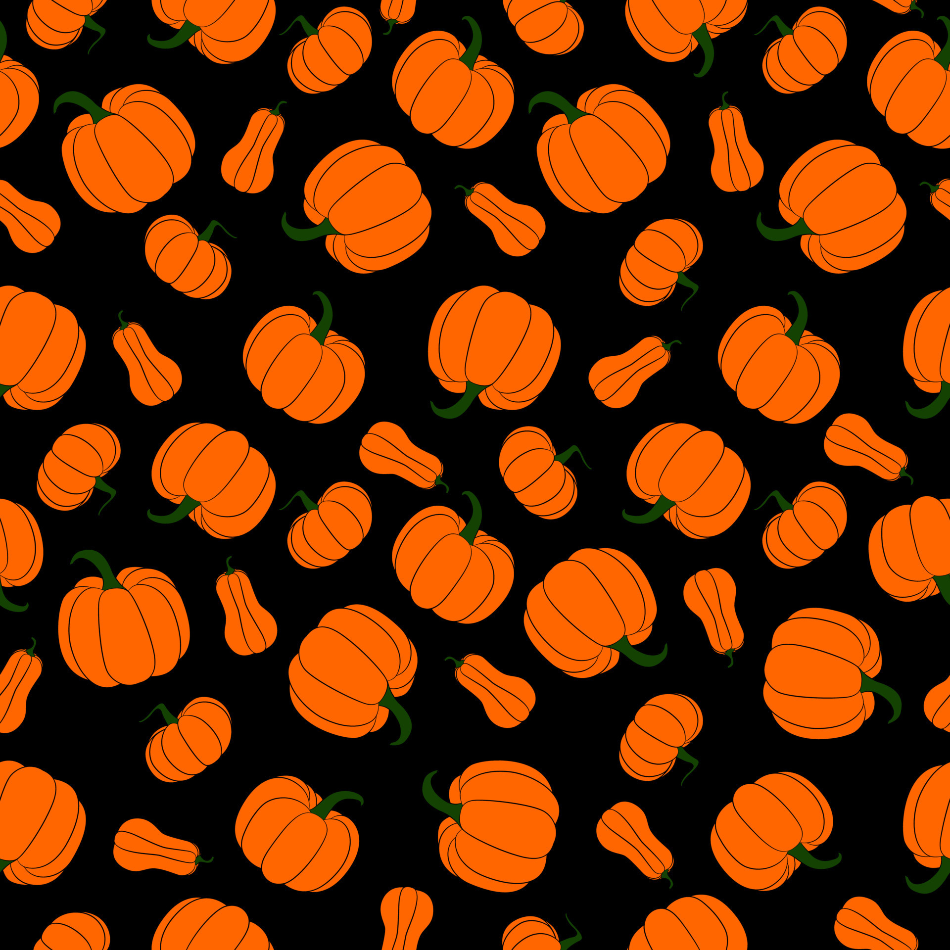 Seamless orange cute rustic pumpkin seamless pattern. Colourful orange