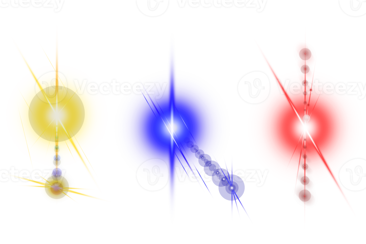 reeks van kleurrijk transparant licht lens fakkels, realistisch barsten van licht verzameling, gekleurd lichten verzameling png