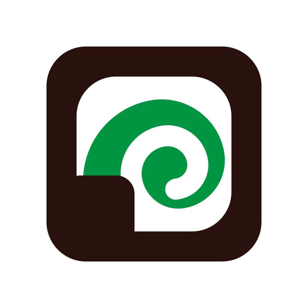 el logotipo único representa una combinación de un símbolo de brote verde que crece en una maceta y un marco marrón oscuro. vector