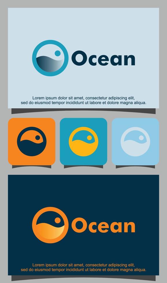 vector de diseño de logotipo de letra o y océano