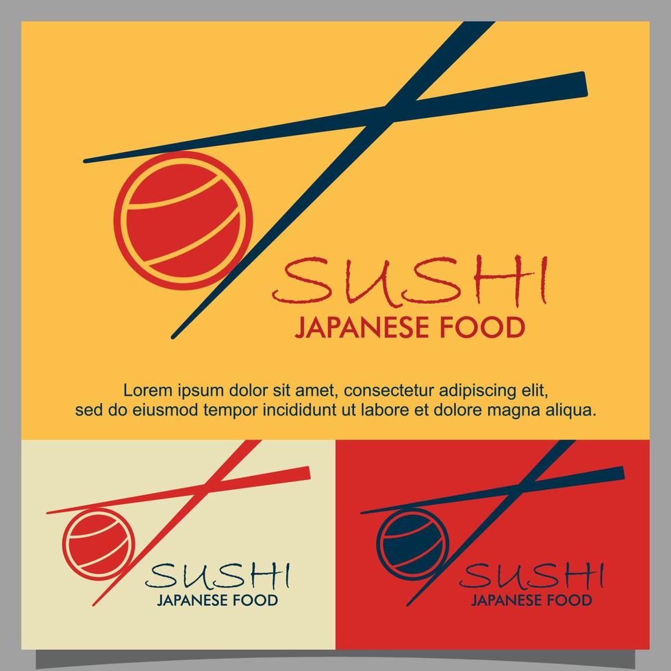 Oriental japanese sushi logo design template vector