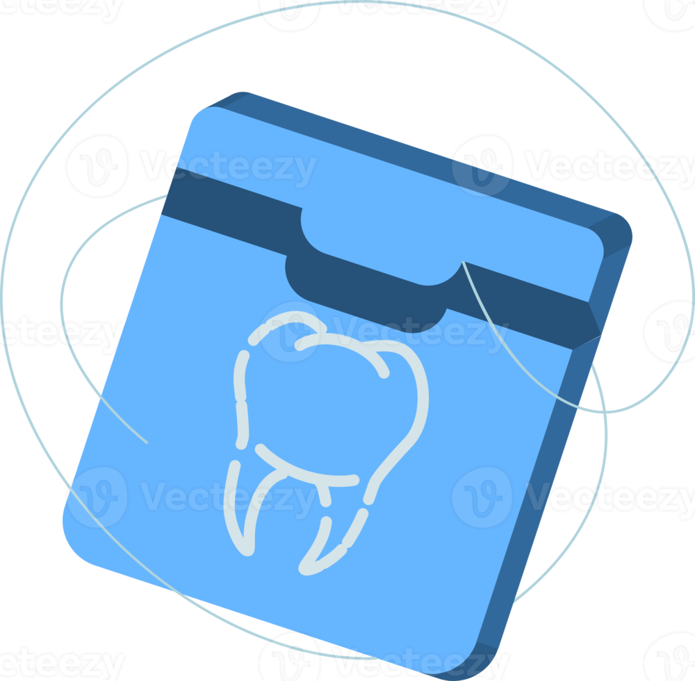 Dental floss in realistic style. Dental equipment icons. Colorful PNG illustration isolated on transparent background.