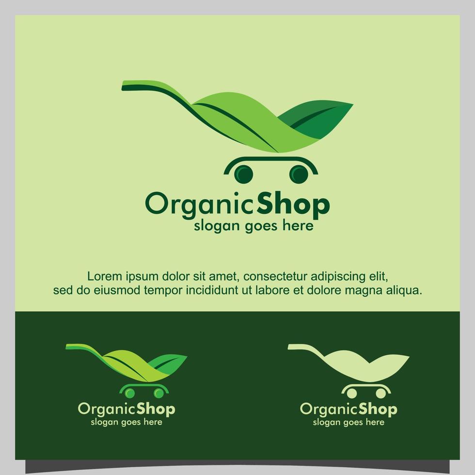 Organic shop logo design vector