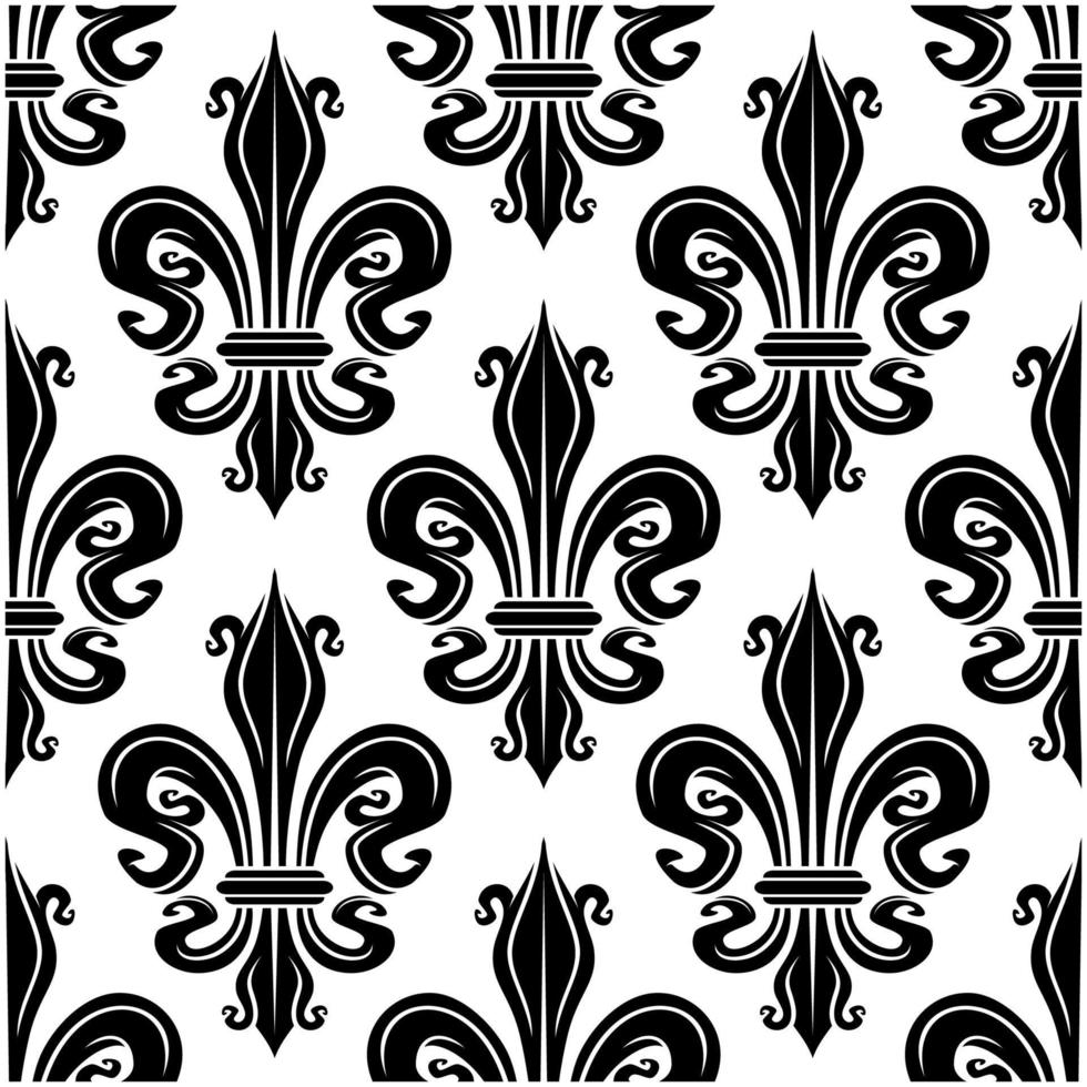 Seamless pattern of black royal lilies vector