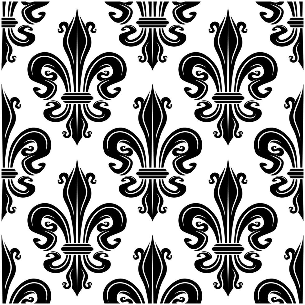 Seamless pattern of black royal lilies vector