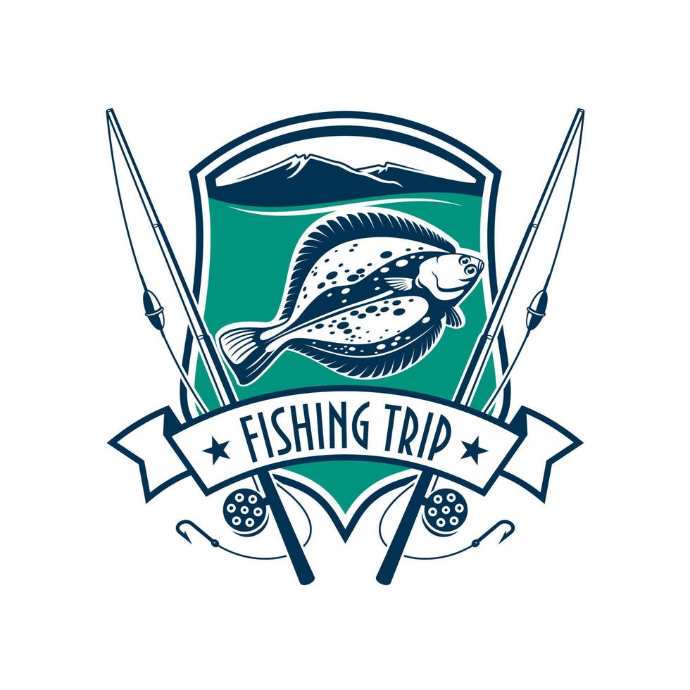 emblema del club deportivo de pesca con icono de pescado vector