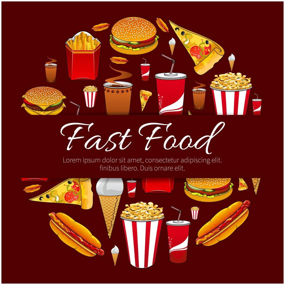 Fast food menu card vector design element