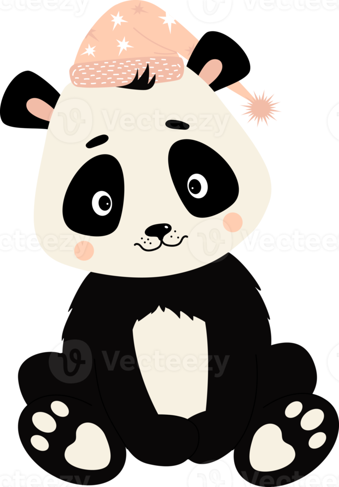 Cute panda in nightcap png