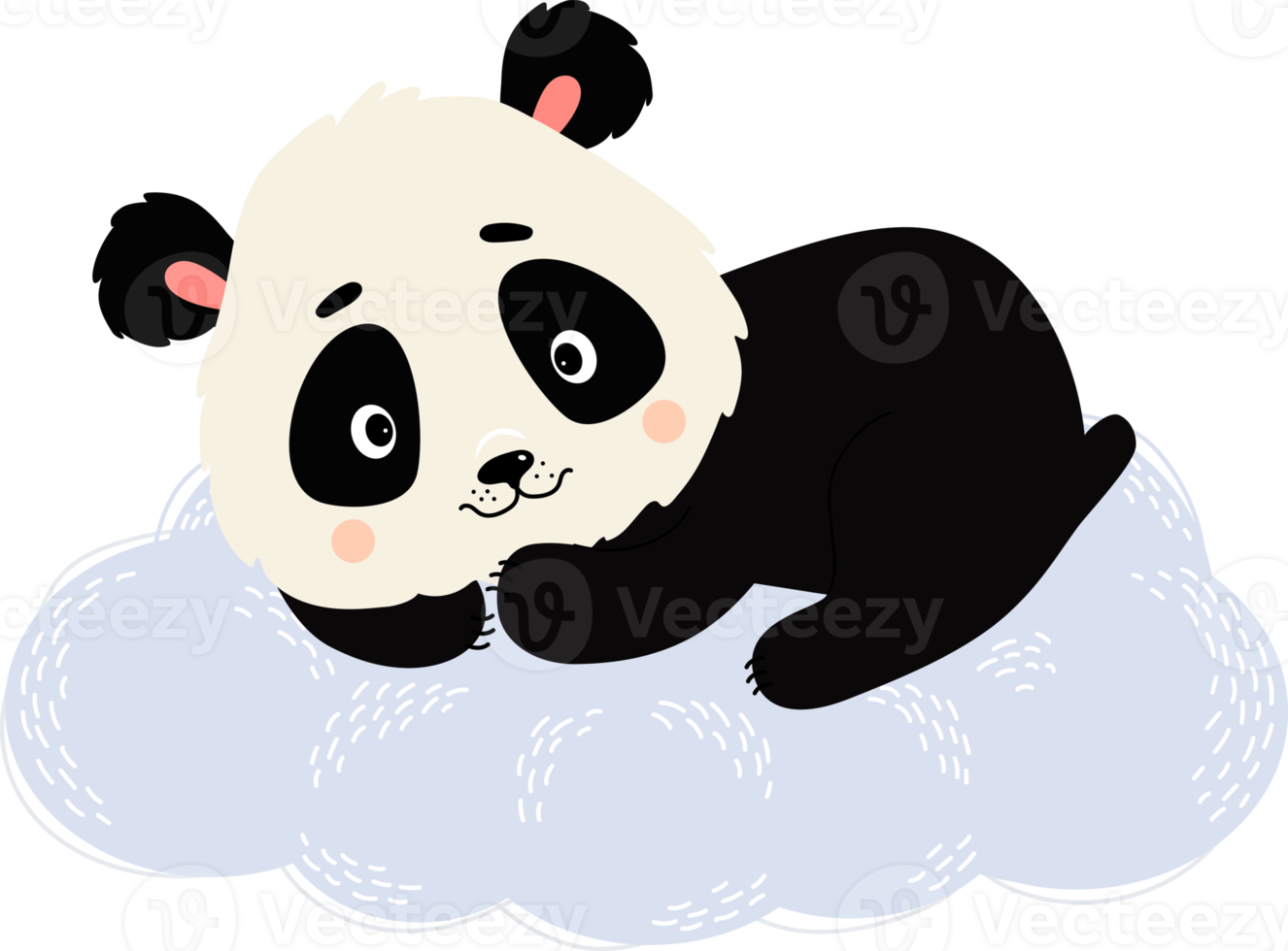 Cute panda on cloud png