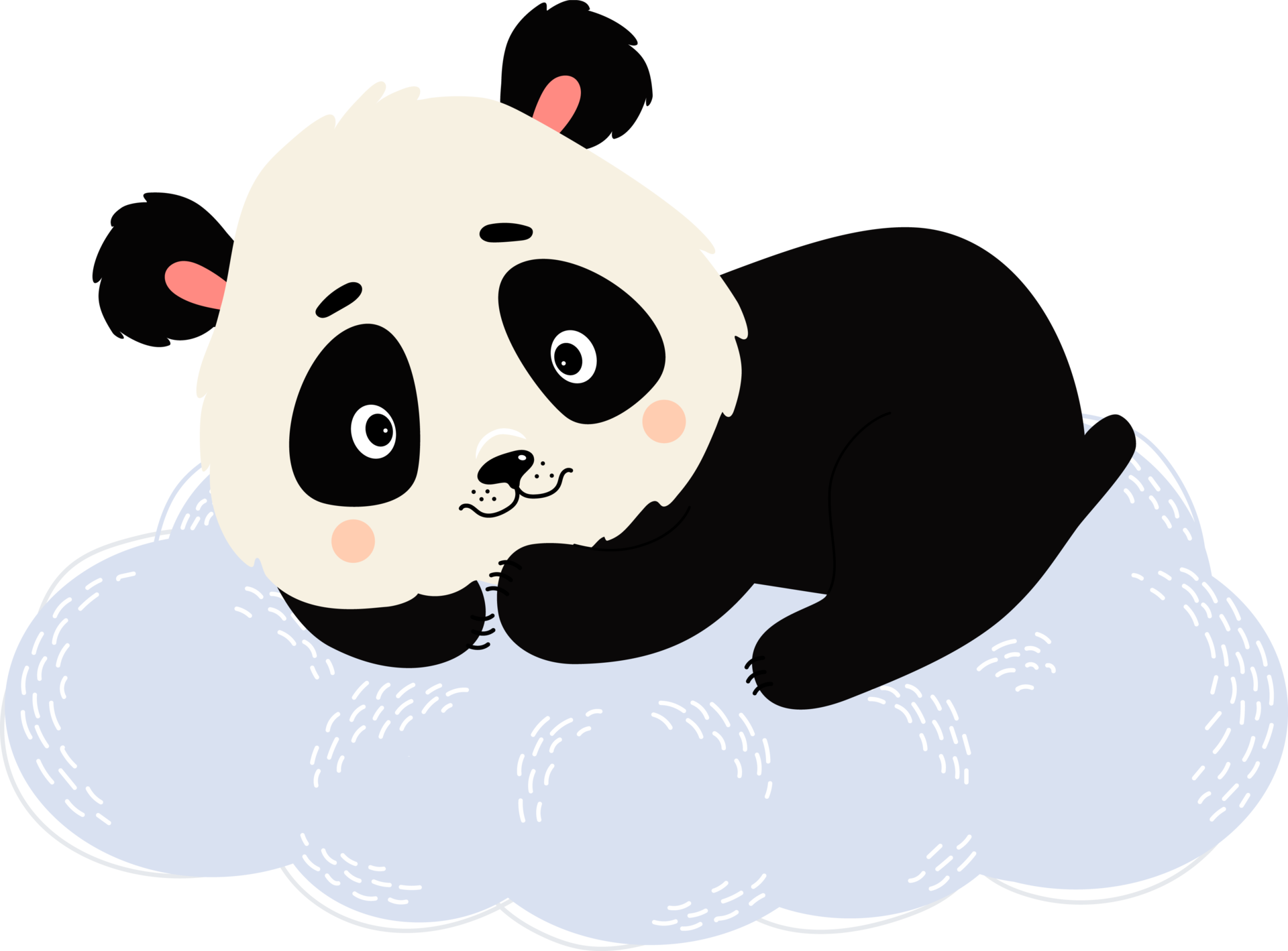 Panda E Padrão Sem Falhas De Nuvem Fofo E Kawaii Ilustração do