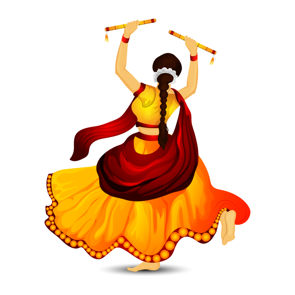 ilustración de niña dandiya png