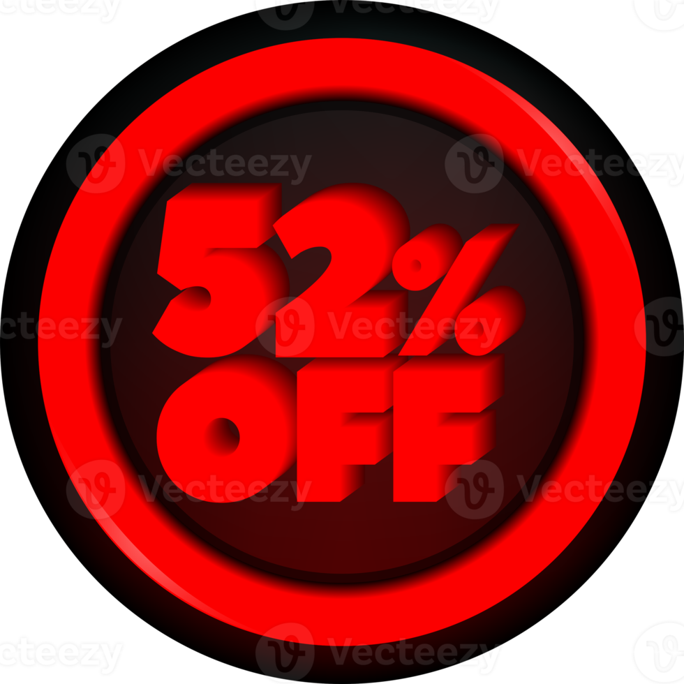 TAG 52 PERCENT DISCOUNT BUTTON BLACK FRIDAY PROMOTION FOR BIG SALES png