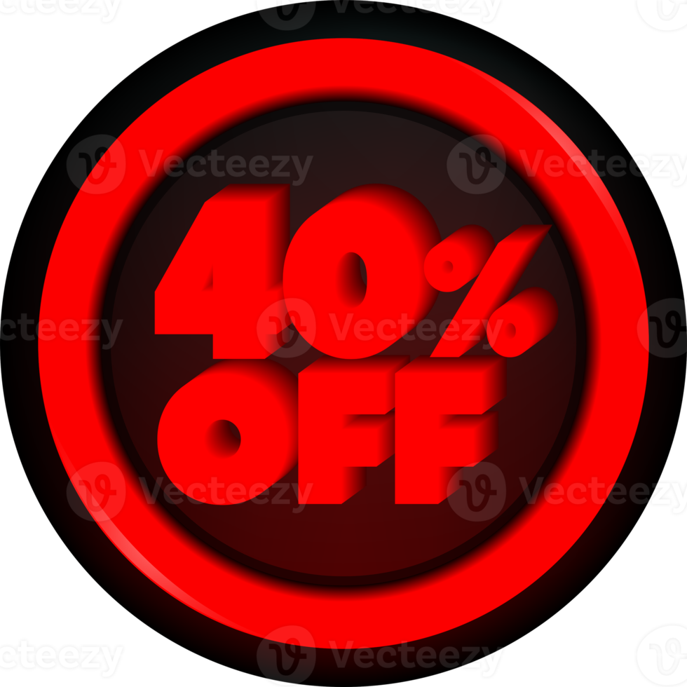 TAG 40 PERCENT DISCOUNT BUTTON BLACK FRIDAY PROMOTION FOR BIG SALES png