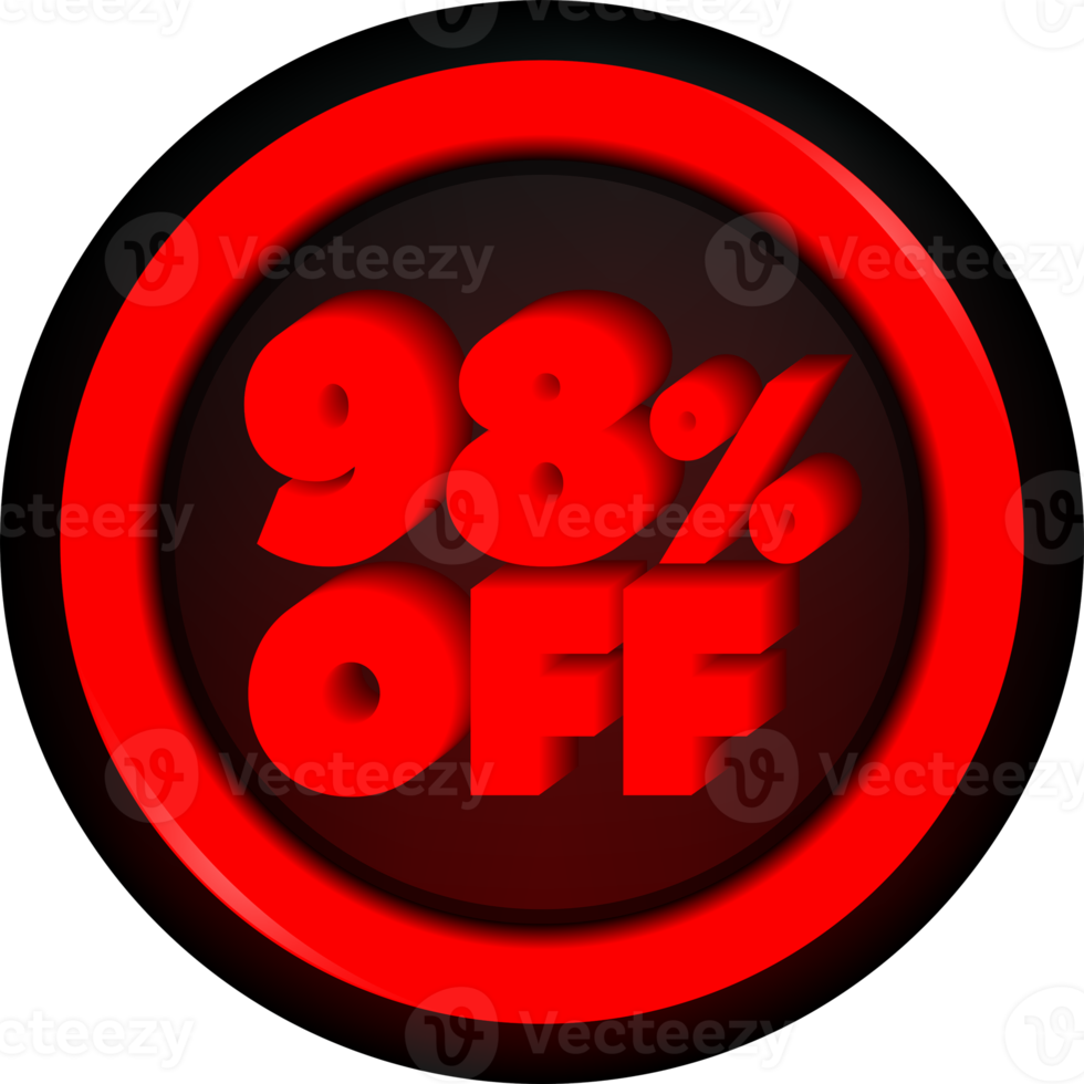 TAG 98 PERCENT DISCOUNT BUTTON BLACK FRIDAY PROMOTION FOR BIG SALES png