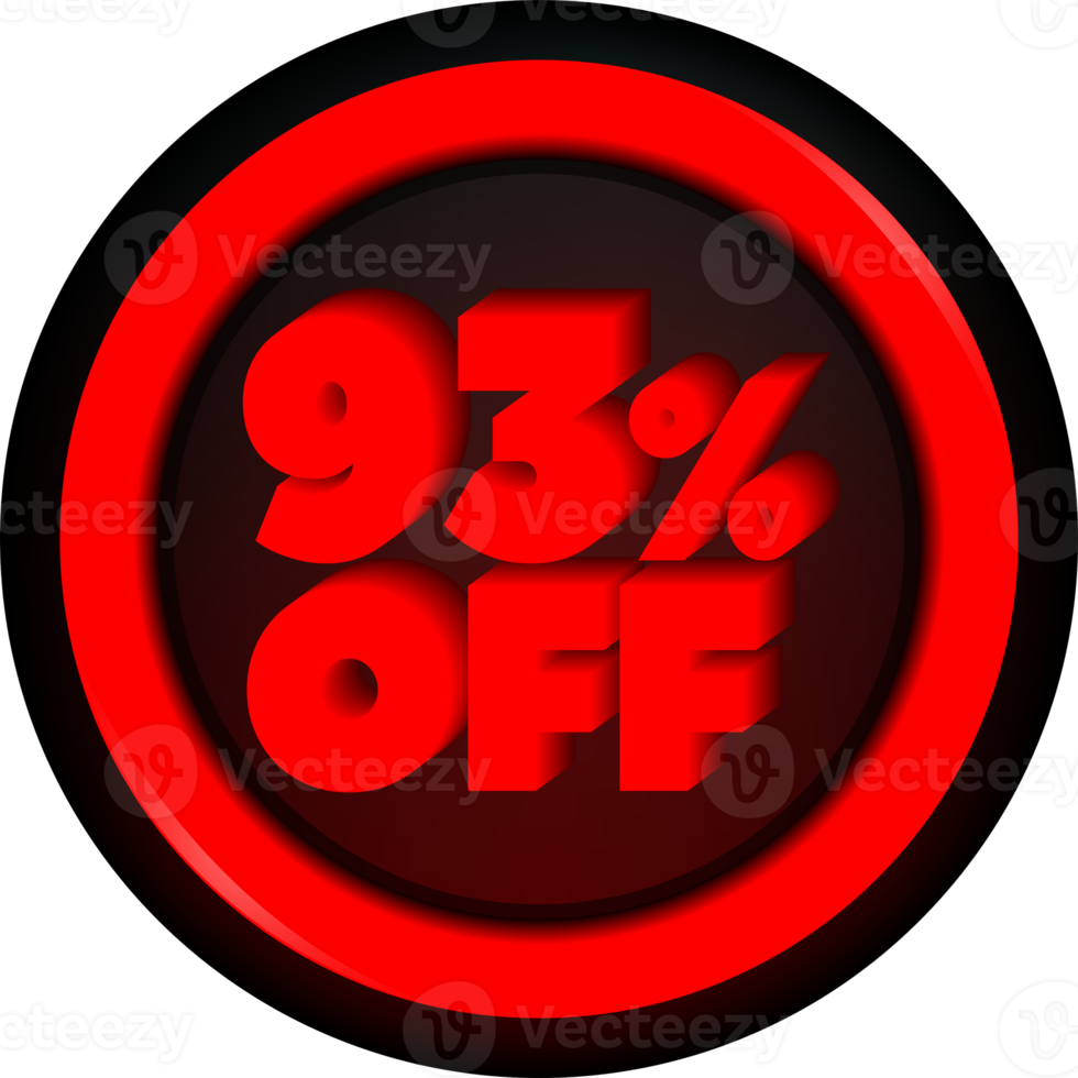 TAG 93 PERCENT DISCOUNT BUTTON BLACK FRIDAY PROMOTION FOR BIG SALES png