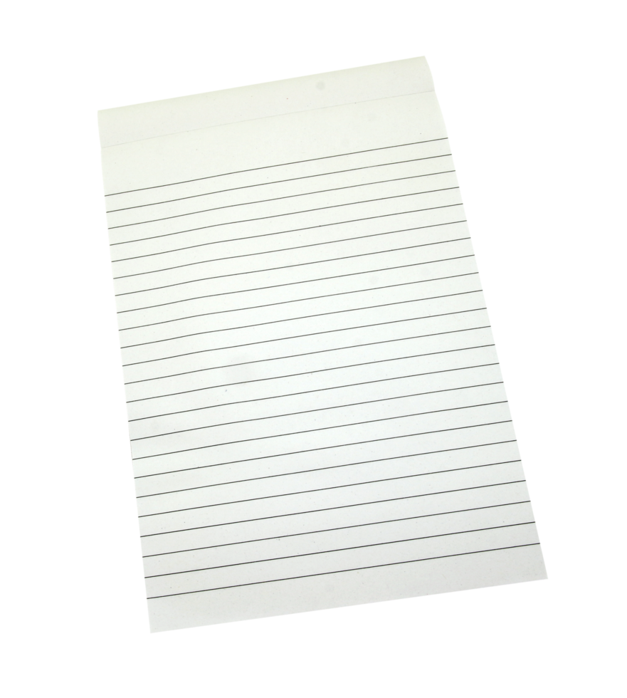 Paper sheet notebook with line on transparent background png file