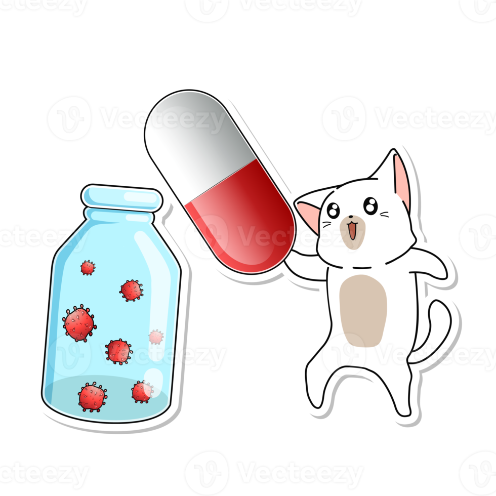 cute cat cartoon sticker png