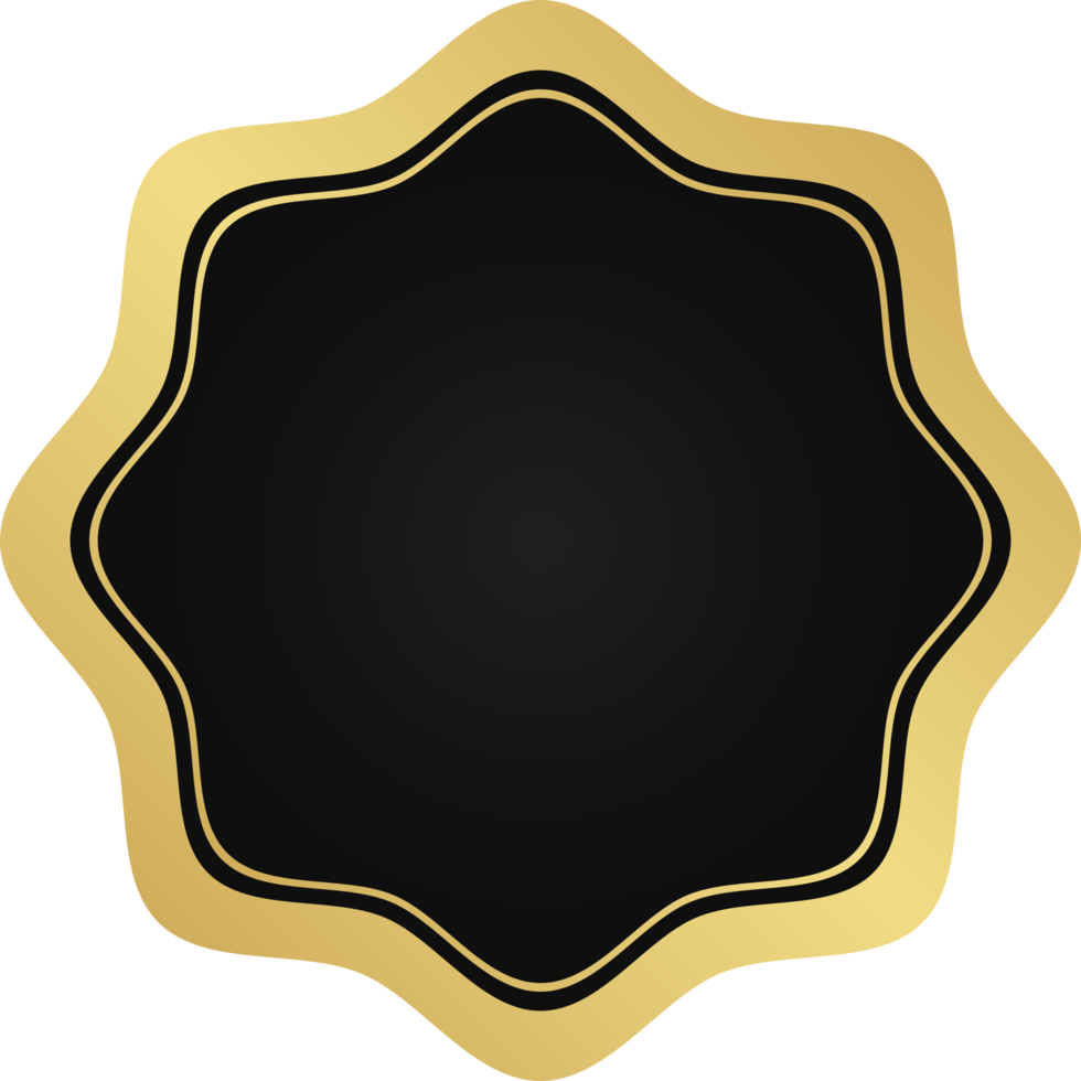 distintivo preto e dourado do círculo ondulado png