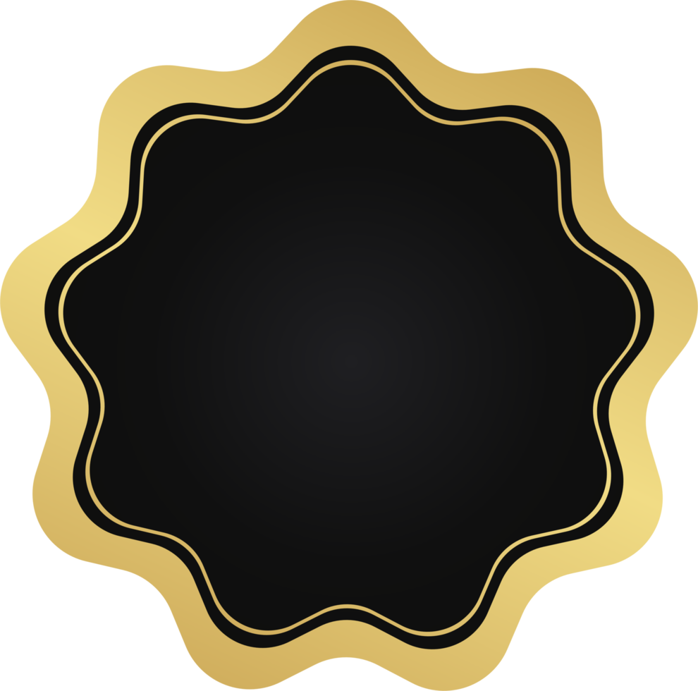 distintivo preto e dourado do círculo ondulado png