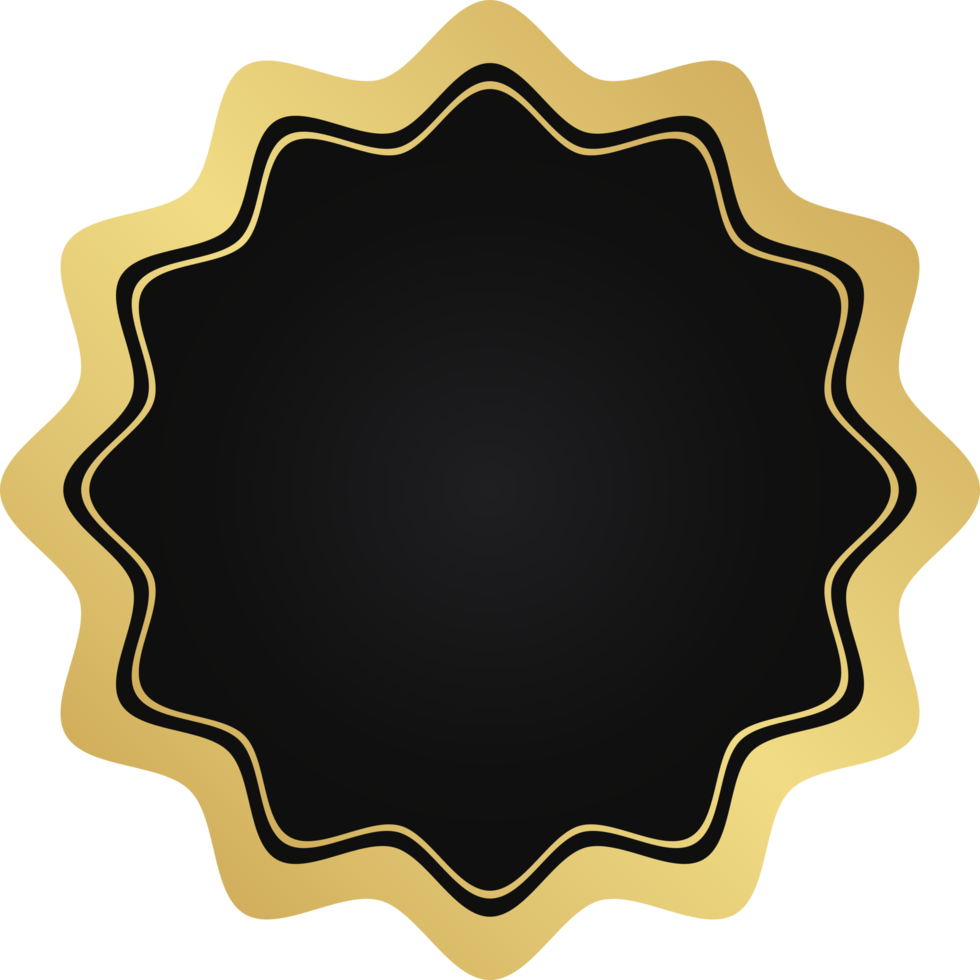 distintivo preto e dourado do círculo ondulado png