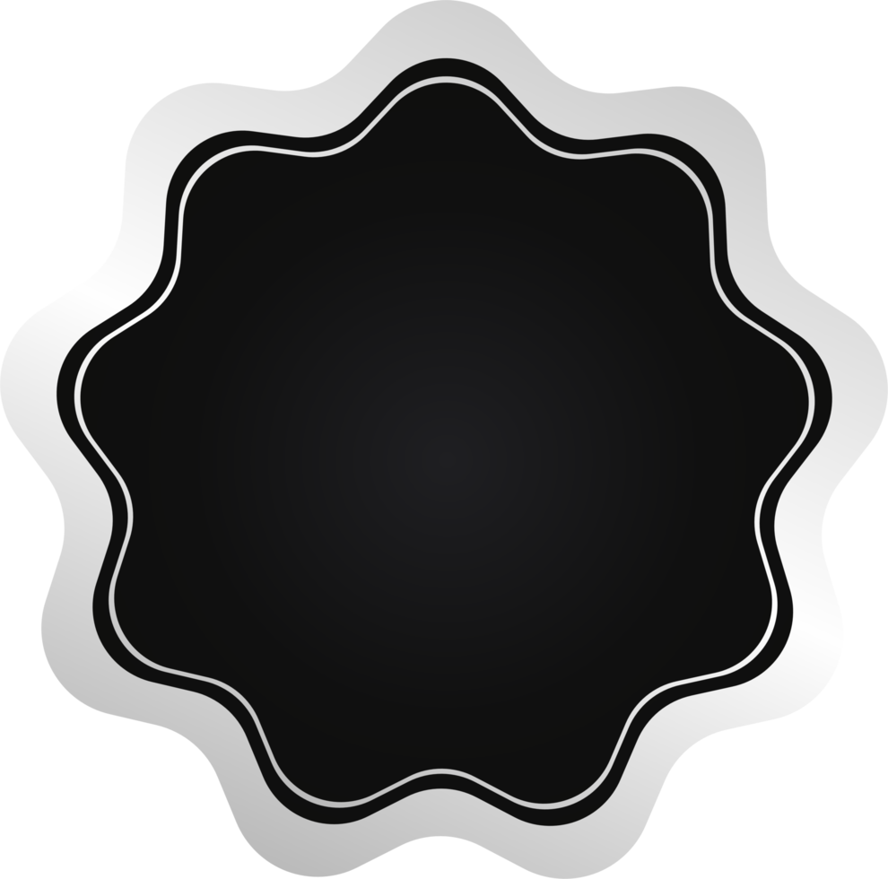 Wavy Circle Black And Silver Badge png