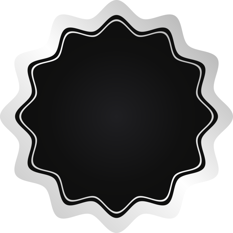 distintivo preto e prata círculo ondulado png