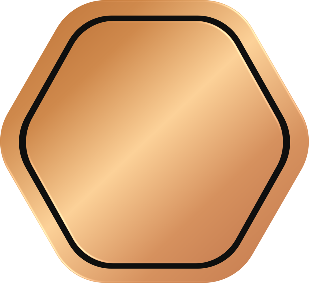 insigne hexagonal en bronze png