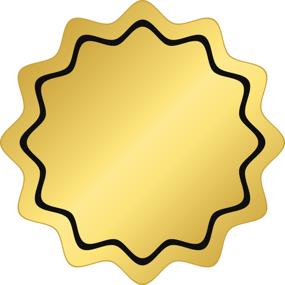 distintivo de círculo ondulado de ouro png