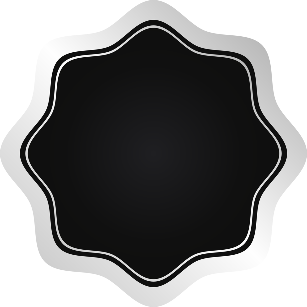 Wavy Circle Black And Silver Badge png