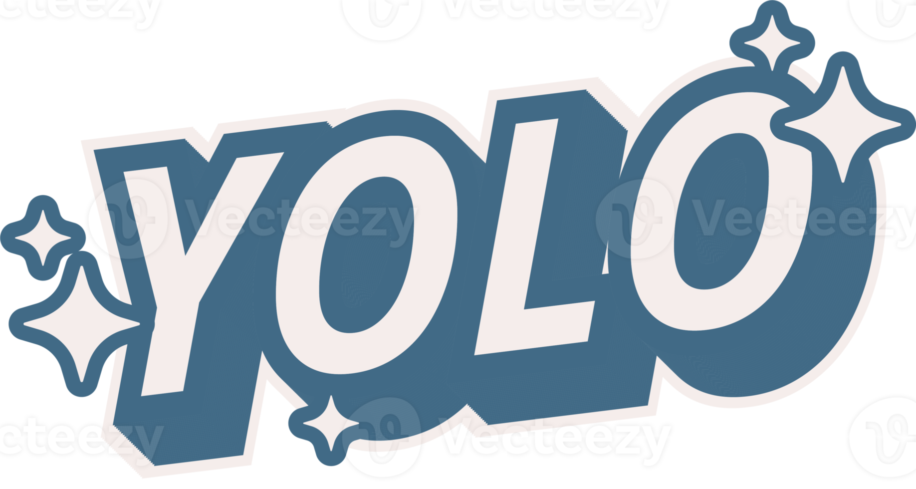 YOLO. Retro Cartoon comic Sticker text typography png