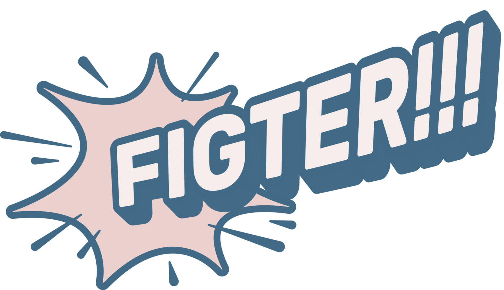 fighter. Retro Cartoon comic Sticker text typography png