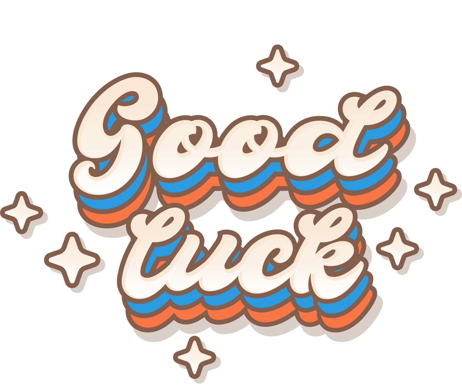 Free Good Luck. Colorful Retro Cartoon Sticker text With Twinkle Star  11812112 PNG with Transparent Background