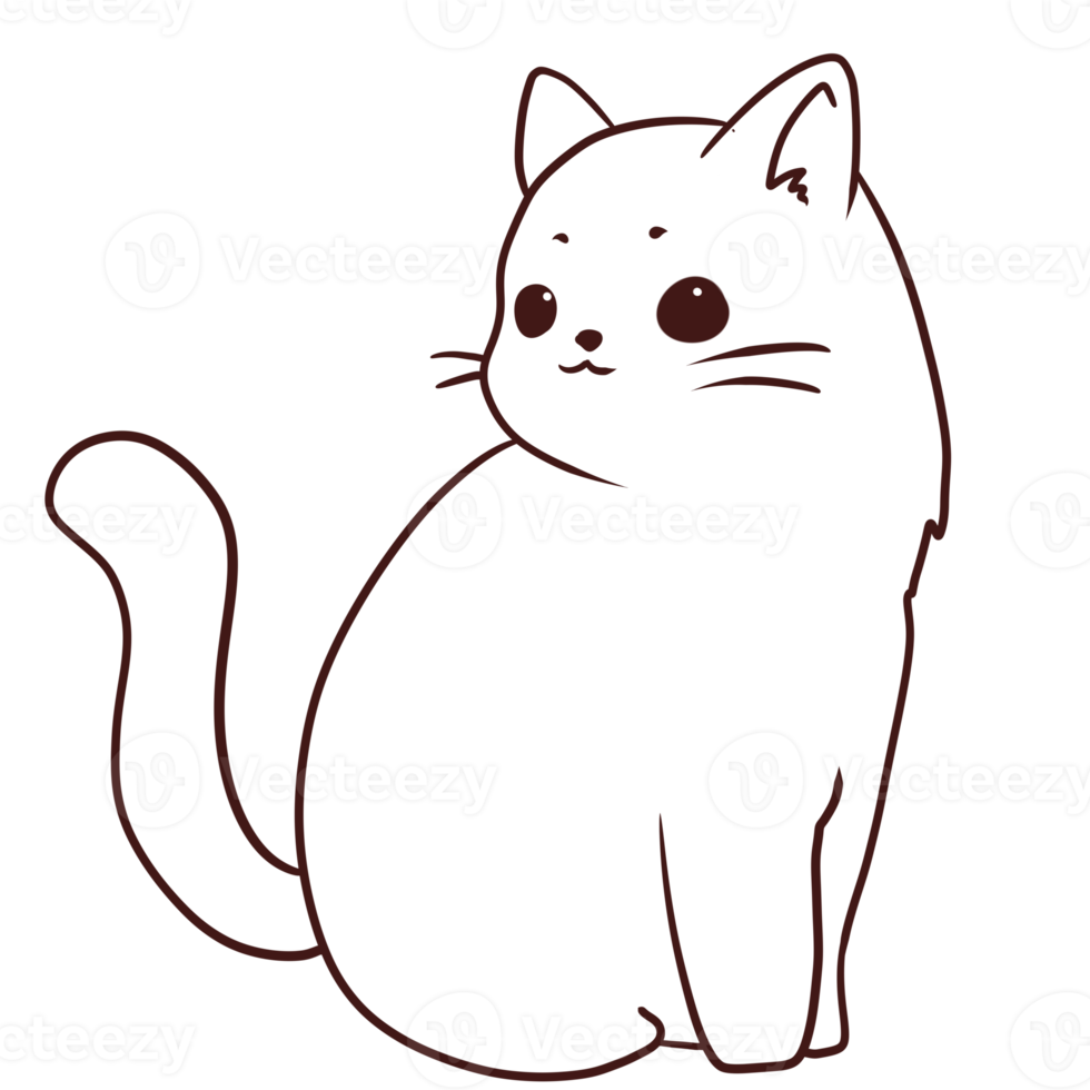 cat cartoon animal doodle kawaii anime coloring page cute illustration clip art character png