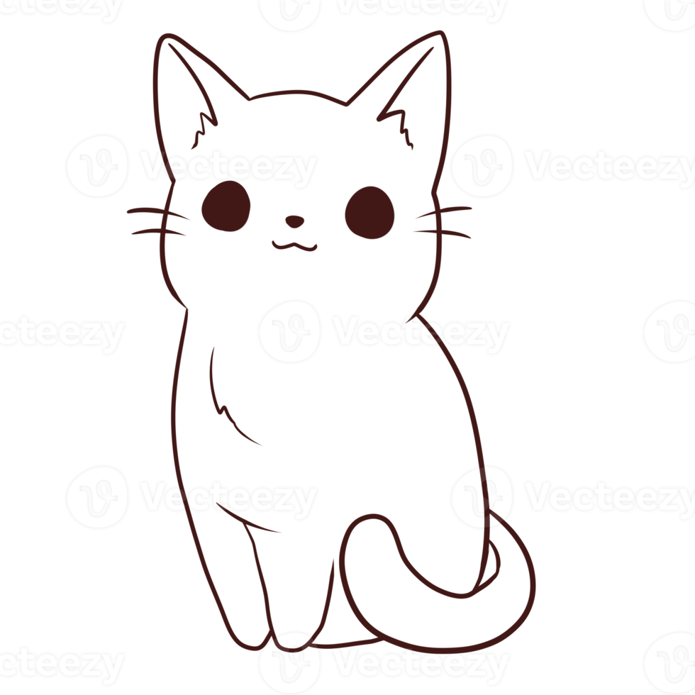 cat cartoon animal doodle kawaii anime coloring page cute illustration clip art character png