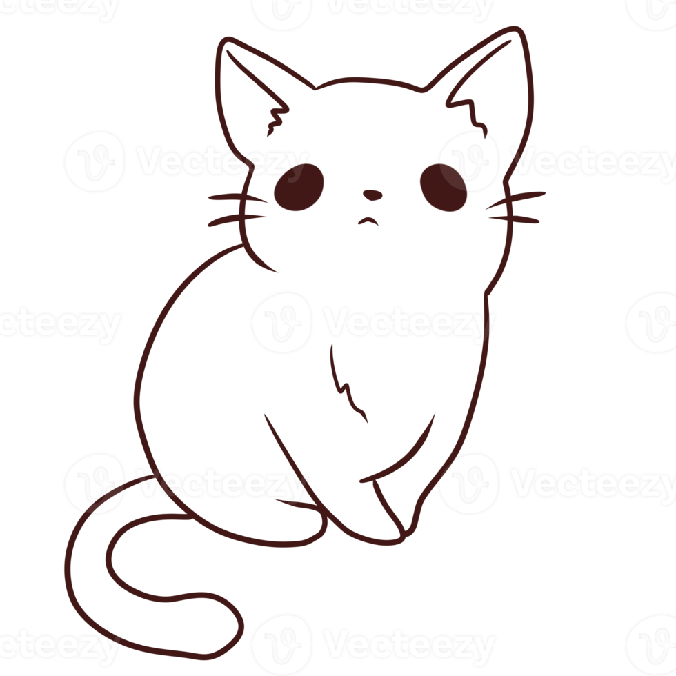 cat cartoon animal doodle kawaii anime coloring page cute illustration clip art character png